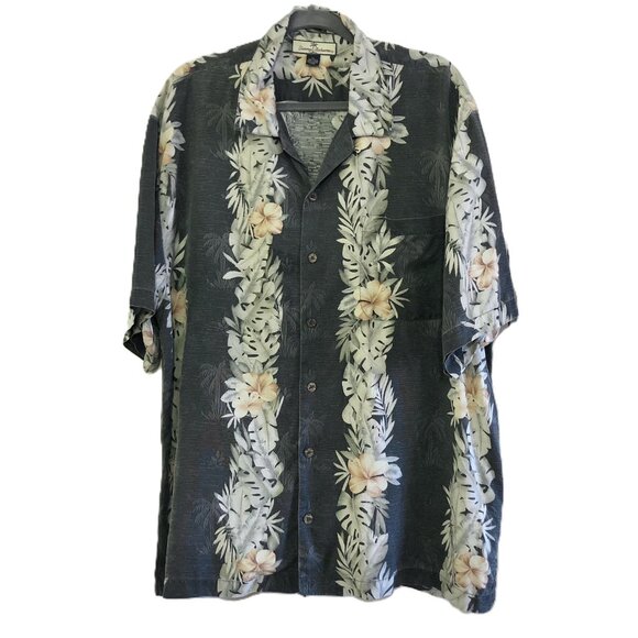 Tommy Bahama 100% Silk Hawaiian Shirt Copyrighted Print Button Up Mens Size XL - Picture 1 of 16